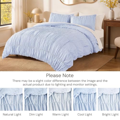 Blue Gingham Queen Size Comforter Sets