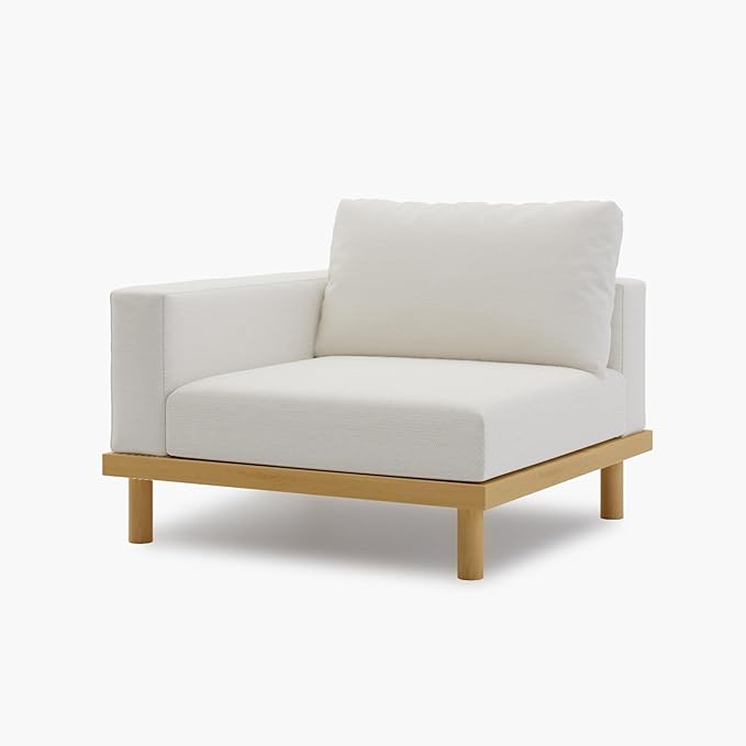 Acanva Minimalist Modular Sectional Sofa for Living Room, Wide & Deep Seat Convertible Furniture Set with Metal Frame and Movable Covers, Corner Chair, Off White