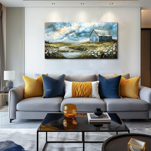 Wall Art For Living Room Gray Canvas Wall Decor For Bedroom Field Scenery Flower Watercolour Painting Restaurant Office Decorations Wall Pictures Printing Artwork Home Decor 20x40 In