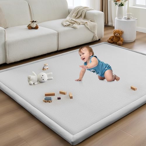 Baby Play Mat for Floor Tummy Time Nursery Rug Muscle Area Rug Playroom Rug 59x79" Elastic Foam 1.3" Thick Crawling Mat for Babies