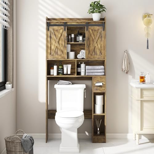 Over The Toilet Storage Cabinet with Sliding Doors