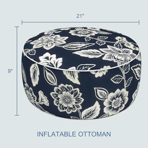 Indoor Outdoor Inflatable Ottoman with Handle D21 x H9 Inch