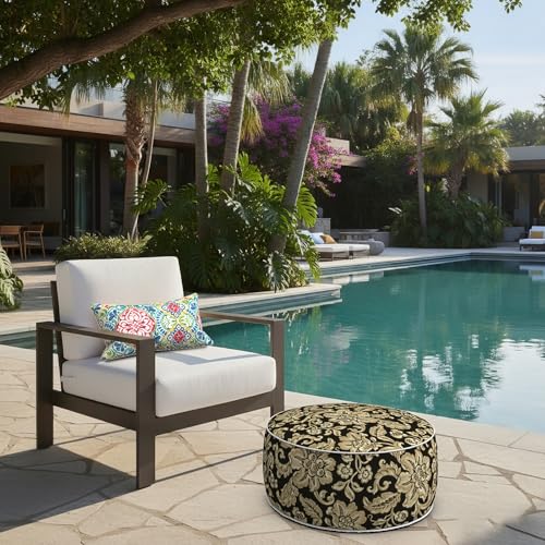 Indoor Outdoor Inflatable Ottoman with Handle D21 x H9 Inch