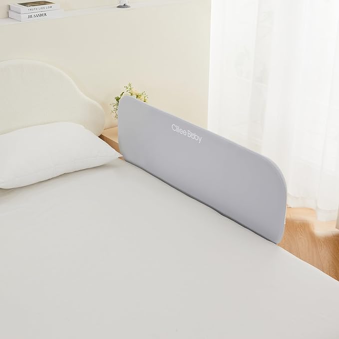 Ciilee Baby Bed Rail for Toddlers Portable Travel Kids Beds Guard Rails for Queen Bed Foldable Children Side Railing for Twin Beds Adjustable Bedrail Barandas para Camas de Niños（Grey,48in
