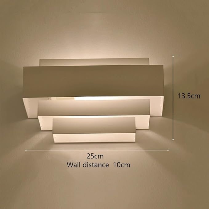 Modern White LED Wall Sconce Minimalist Geometric Layered Up Down Light Fixture