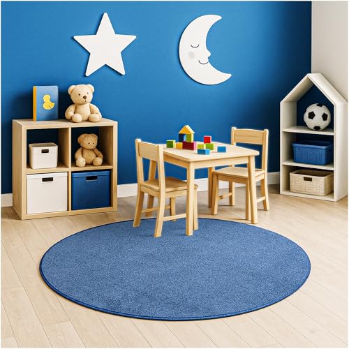 Soft & Colorful 9' Round Kids Classroom Area Rug