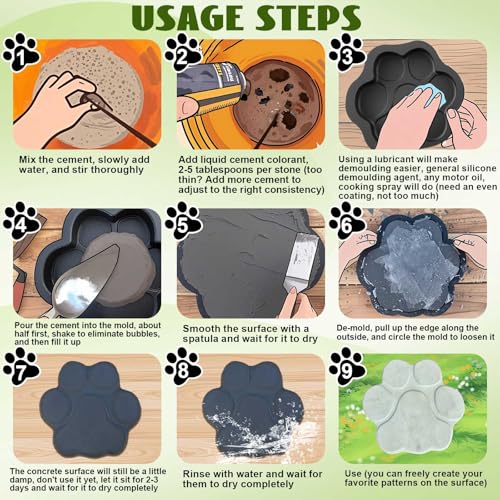 13 Inch Paw Print Stepping Stone Molds for Concrete