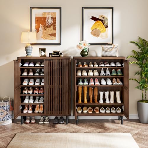 6 Tier Shoe Cabinet with Shutter Doors