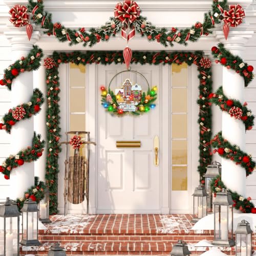 Light up Christmas Wreaths for Front Door