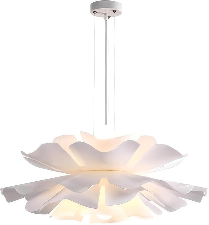 LIGHTLAND 2-Lights Acrylic Flower Pendant Light, Modern Minimalist Creative