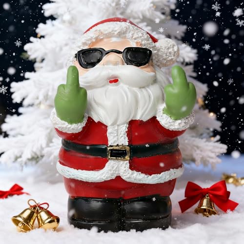Christmas Santa Claus Finger Statue Christmas Party Santa Decor Mini Artificial Stone Santa Claus Figurine Sculpture Cute Cartoon Tabletop Ornaments for Xmas Funny Gifts