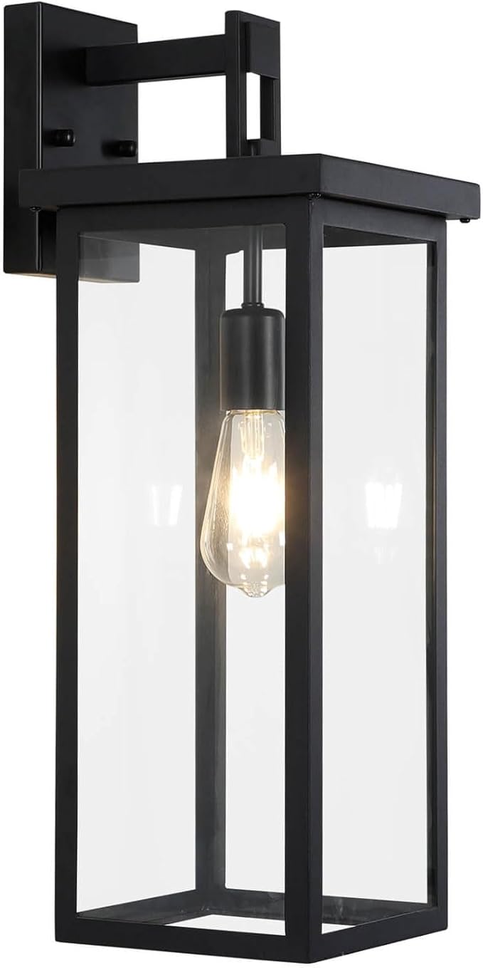 tewei Large Size Outdoor Wall Lantern Exterior Wall Light Fixture, Matte Black