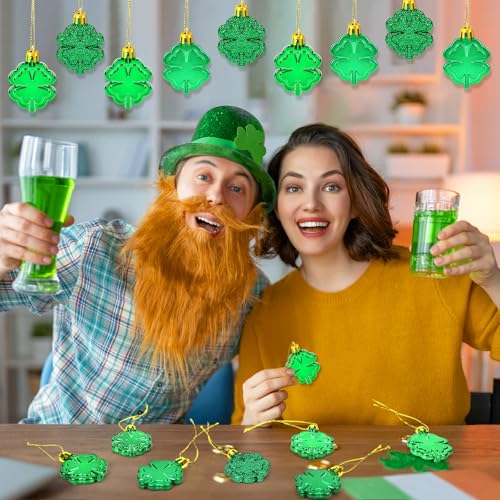 24Pcs St Patricks Day Ornaments for Tree Four Leaf Clover Decor (24 Count)