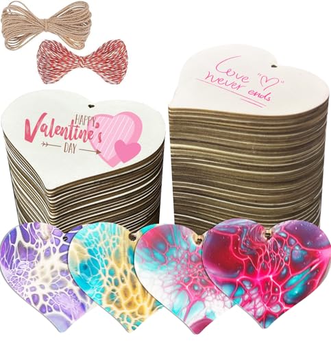 FCECOR 100PCS 4" Wooden Hearts for Crafts (100 Count)
