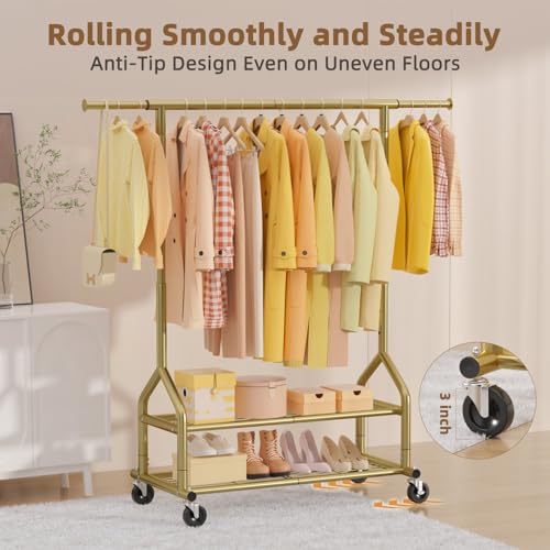 556 LBS Heavy Duty Rolling Clothes Rack