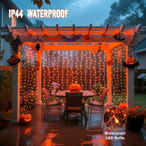 Orange Curtain Lights for Halloween (6.5 Foot)