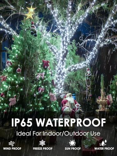 Solar Christmas Lights Outdoor 4 Pack 132FT 400LED String Lights Cool White (4 Count)