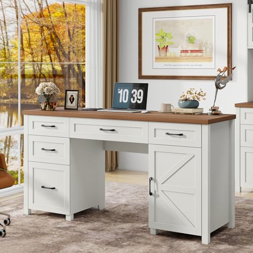 Farmhouse 61'' Executive Desk with 5 Drawers