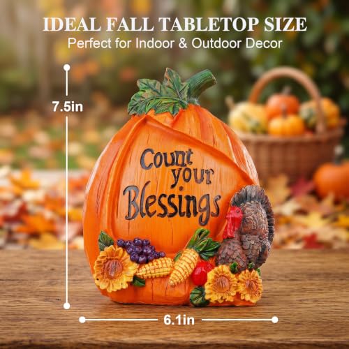 Fall Pumpkin Figurine with Turkey