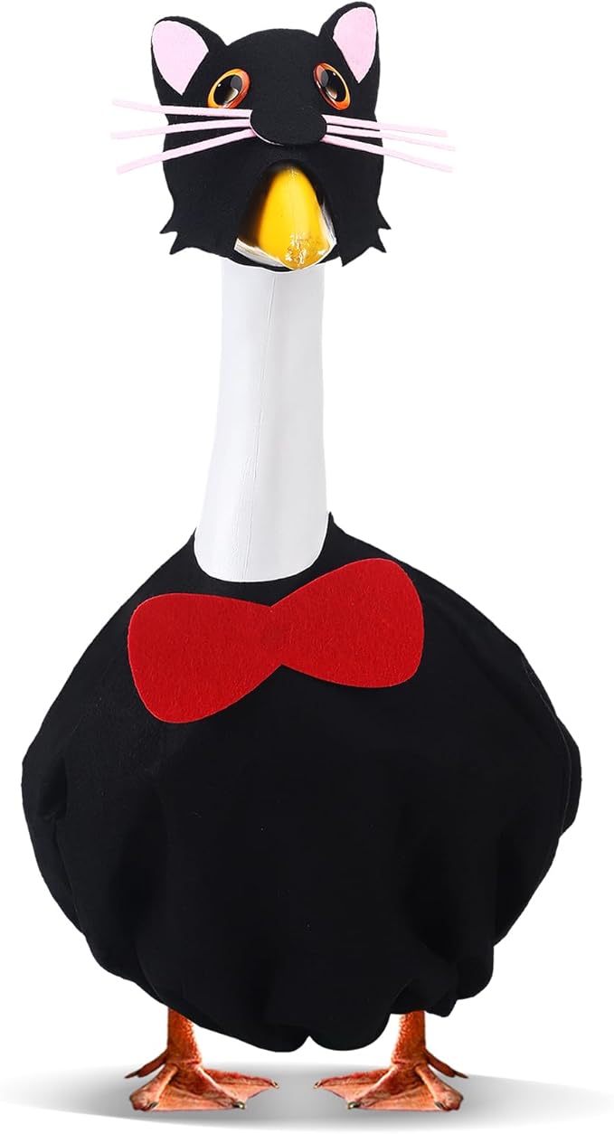 Outus Halloween Goose Outfits Funny Black Cat Outfit for Porch Goose 23inch Lawn Geese Cat Clothes Holiday Costume for Halloween Outdoor Yard Garden Decor