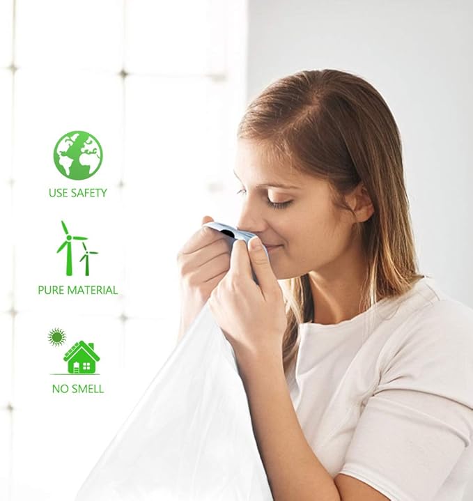 Teivio 15 Gallon 60 Counts Strong Tall Kitchen Drawstring Trash Bags, Medium Plastic Garbage Bags for Home Kitchen Office Garden Outdoor Tall Trash Can, Waste Bin Liners White