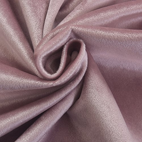Super Soft Luxury Velvet Curtains Set of 2 Pink Flannel Blackout Drapes Grommet Draperies for Sliding Glass Door 52Wx96L inch