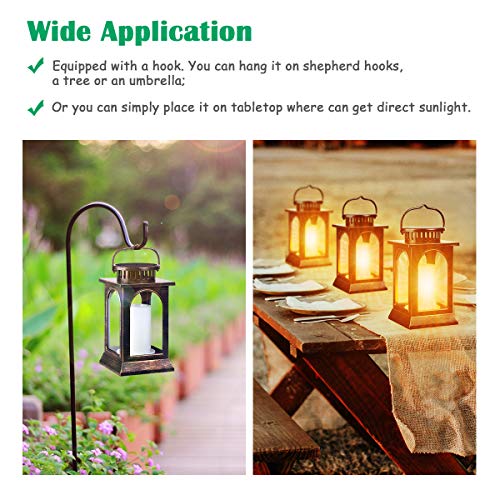 Flickering Flame Solar Lights Outdoor Metal Hanging Lantern (2 Count)
