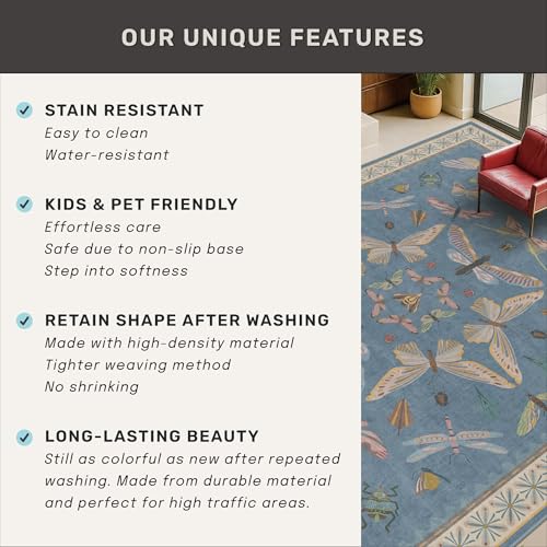 Blue Boho Hallway Runner Rug 2x8 (16 Sq Ft)