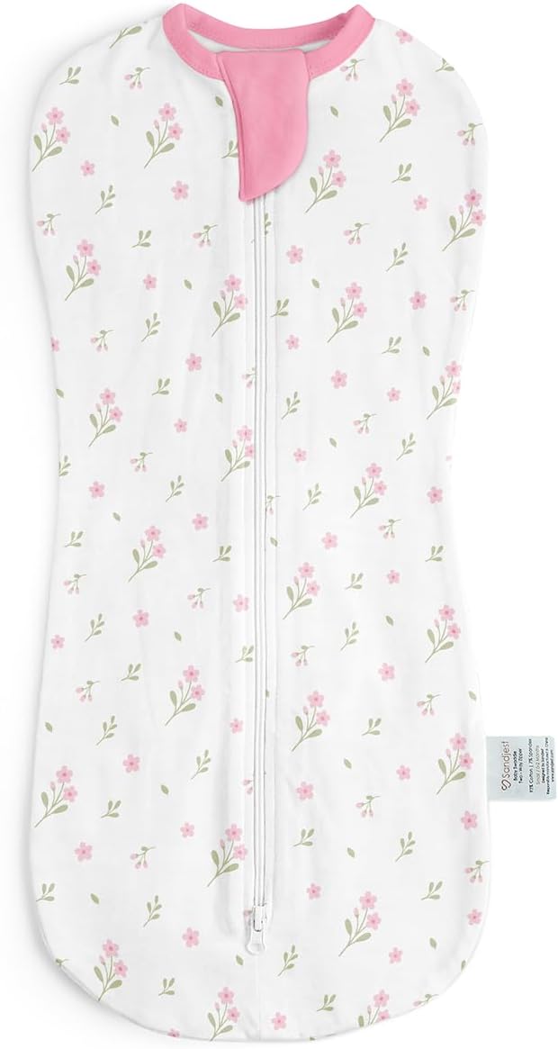 Baby Swaddle 0-2 Months, Cotton Arm-In Zipper Sleep Sack, Wearable Blankets Wrap for Newborn Infant Girls (Floral, Pack of 1)