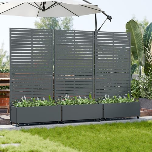 Metal Raised Garden Bed with Trellis and Wheels