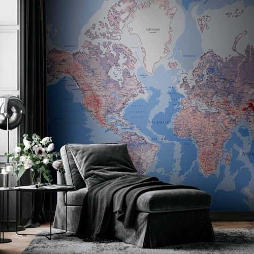 Wall Mural World Map 96x69 in (46.17 Sq Ft)