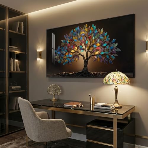 Large Framed Modern Tree of Life Wall Art for Living Room