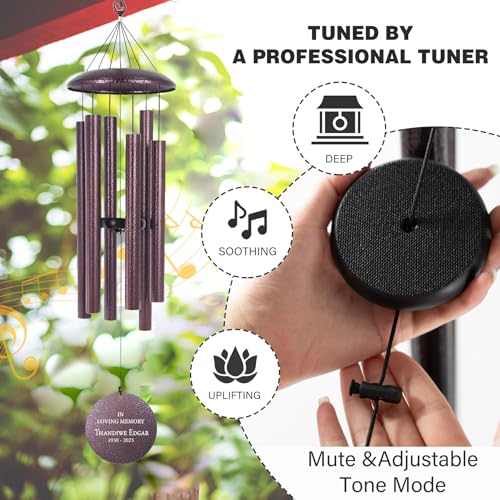 30/36/45inch Personalized Memorial Wind Chimes for Loss of Loved One, Memorial Gifts for Loss of Mother/Father, Sympathy Gifts for Funeral Condolence Bereavement Grief