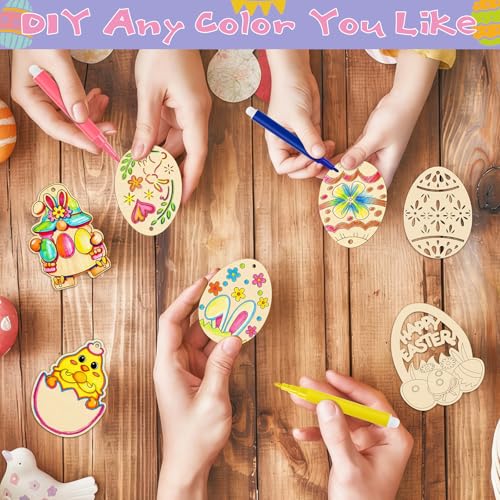40PCS Easter Wooden Crafts Wood Ornaments Kits