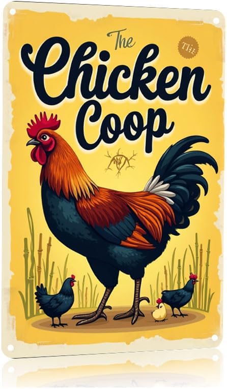 Chicken Coop Outdoor Decorative Sign with Fluffy Butt Hut Design 12x16 Inch for Backyard Farmhouse Poultry Decor