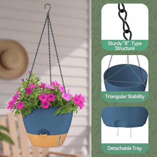12 Inch Large Self Watering Hanging Planters for Indoor Outdoor Plants