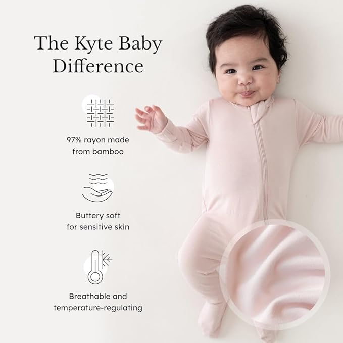 KYTE BABY Unisex Zipper Closure Footies, Rayon Made From Bamboo, 0-24 Months