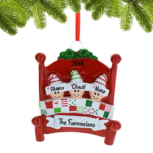 Bedtime Family of 3 Ornament 2026 Personalized Family Christmas Ornaments 2026