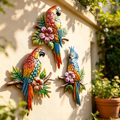 Parrot Tropical Wall Art Decor (3 Count)
