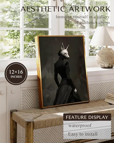 Fox Mask Lady Gothic Framed Halloween Wall Art