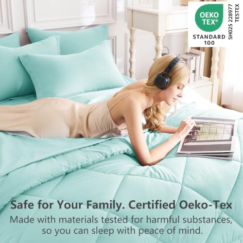 Oversized King Size Comforter Set Spa Blue