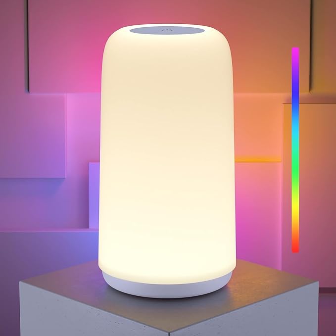 Touch Bedside Table Lamp, 3 Way Dimmable Small Lamp
