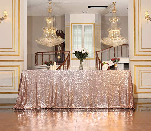 Sequin Tablecloth 60x102 Inch Rose Gold for Wedding Party