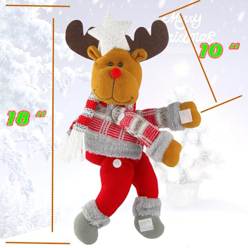 Christmas Plush Reindeer Tree Topper with Glowing White Star
