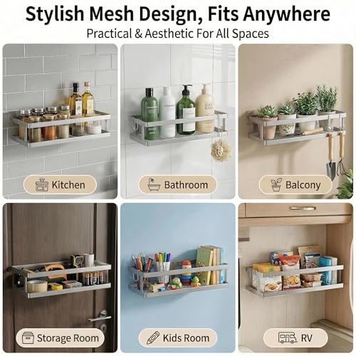 2 Pack Minimalist Shower Caddy Wall Mount (2 Count)