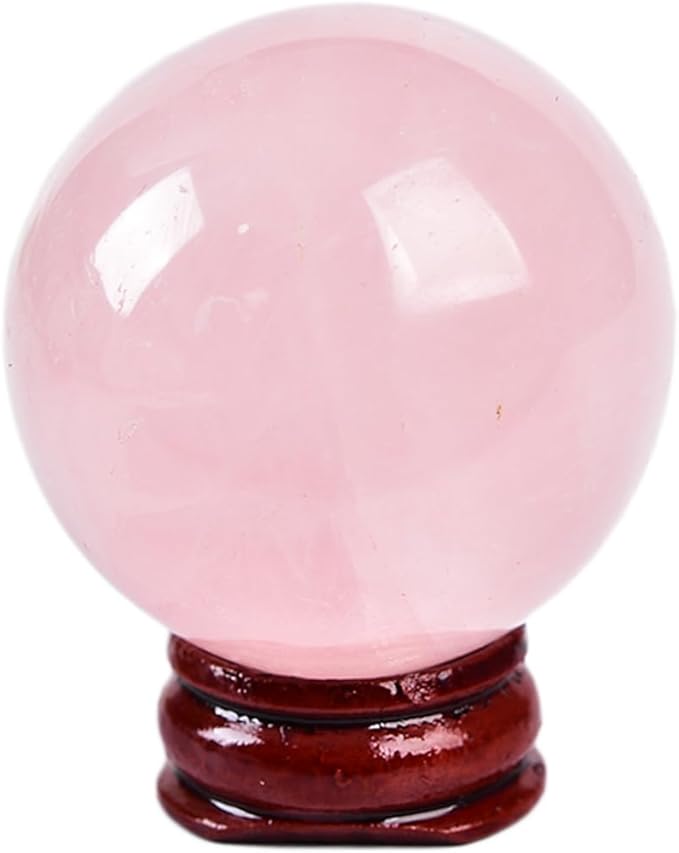 JIC Gem Natural Pink Rose Quartz Ball Sphere with Base,Class 1，4-5cm
