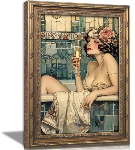 Vintage Gold Framed Bathroom Wall Art