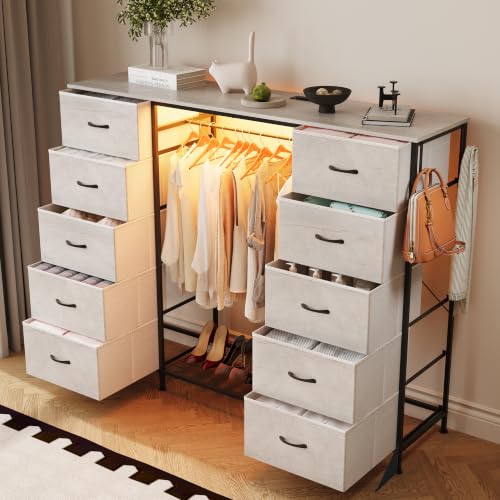 55"W Dresser with Hanging Rack