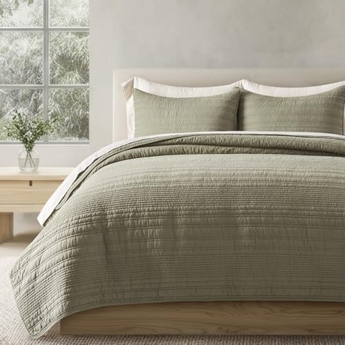 HOME 100% Cotton Modern Lines Quilt Set Queen Size
