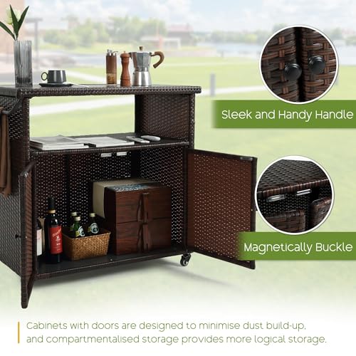 Wicker Outdoor Bar Cart